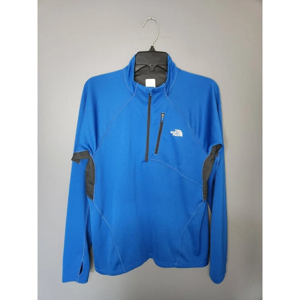 The North‎ Face Shirt Men's M Blue Long Sleeve Impulse Active Flashdry 1/4 Zip - Picture 2 of 10